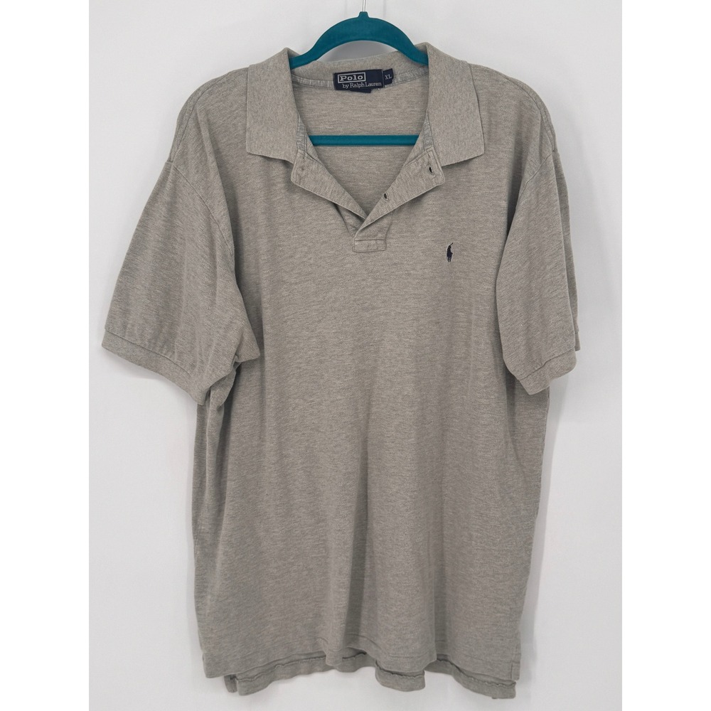 Polo Ralph Lauren Polo Shirt Men XL Grey Short Sleeve Pique Cotton Logo